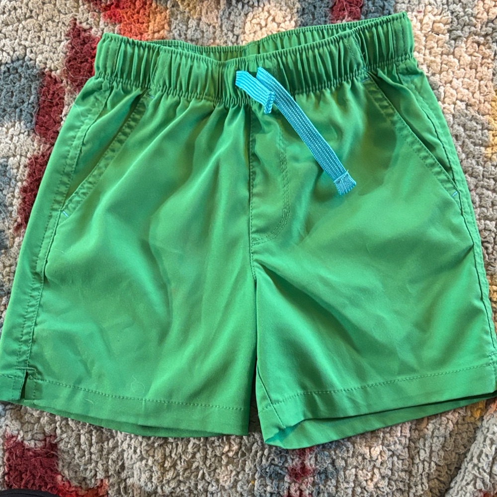 Primary Green Kids Swim Trunks